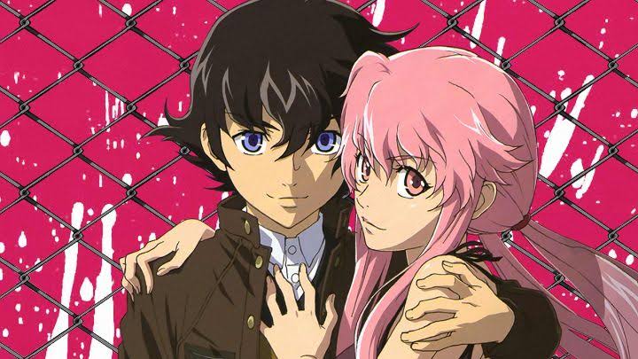 Yukiteru e Yuno em Mirai Nikki (The Future Diary)